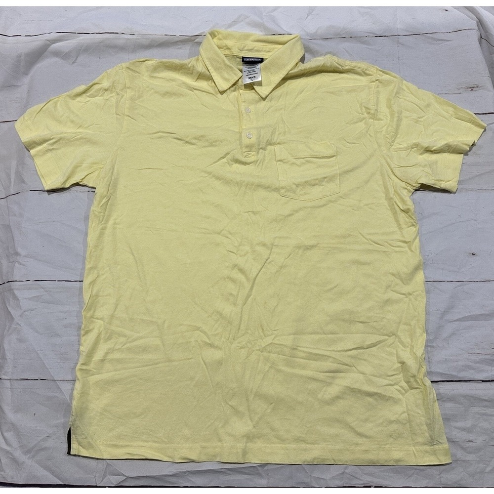 Patagonia Shirt Mens Large Yellow Organic Cotton Short Sleeve Polo Shirt Flaw